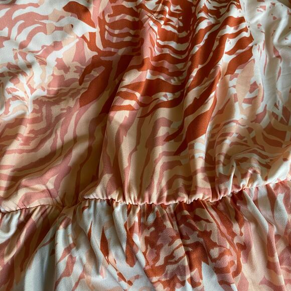 Rachel Roy Crossover Flutter Sleeve Maxi Dress Women 1X Abstract Print Guava NWT - Picture 9 of 12